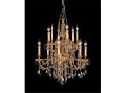 Novella Collection 2812 OB GTS Ornate Cast Brass Chandelier Accented with Golden Teak Strass Crystal