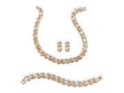 PalmBeach Jewelry 53087 3 Piece Jewelry Set Includes Link Necklace Bracelet and Earrings in Tri Tone