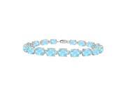 Fine Jewelry Vault UBBR57AGAQ Sterling Silver Prong Set Oval Created Aquamarine Bracelet with 15 CT TGW