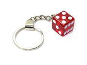 SmallAutoParts Clear Red Glitter Dice Keychain