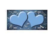Smart Blonde LP 7717 Light Blue White Dragonfly Hearts Print Oil Rubbed Metal Novelty License Plate