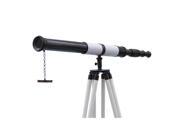 Handcrafted Model Ships ST 0152 Black W 60 in. Admirals Floor Standing Oil Rubbed Bronze With White Leather Telescope