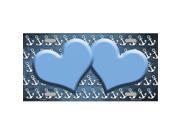 Smart Blonde LP 7267 Light Blue White Anchor Hearts Print Oil Rubbed Metal Novelty License Plate