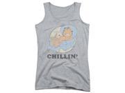 Trevco Garfield Chillin Juniors Tank Top Athletic Heather Large