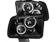 ANZO 121166 Ford Mustang 05 09 Projector Headlights Halo Black Clear
