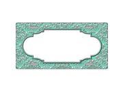 Smart Blonde LP 4661 Mint White Damask Print with Center Scalloped Metal Novelty License Plate
