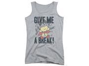 Trevco Mighty Mouse Give Me A Break Juniors Tank Top Athletic Heather Small