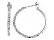 Doma Jewellery DJS02399 Sterling Silver Rhodium Plated Hoop Earrings with CZ 4mm Wide
