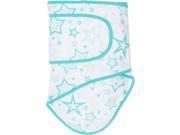 Miracle Blanket 15649 Aqua Stars With Aqua Trim Baby Swaddle Blanket