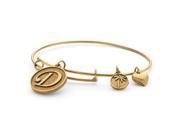 Palm Beach Jewelry 55951V Personalized Initial Charm Bangle With Swarovski Elements Antique Gold Tone Initial V