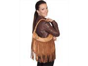 Scully B71 HB ONE 100 Percent Leather Handbag With Studded Flap And Fringe Brown