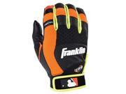 Franklin Sports 21355F2 X Vent Pro Adult Medium Batting Gloves Black Neon Orange Optic Yellow