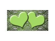 Smart Blonde LP 7313 Lime Green White Damask Hearts Print Oil Rubbed Metal Novelty License Plate