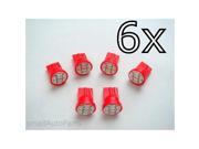 SmallAutoParts Red T10 8 Smd Led Bulbs Set Of 6