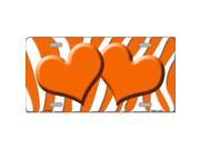 Smart Blonde LP 2928 Orange White Zebra Print With Orange Centered Hearts Novelty License Plate
