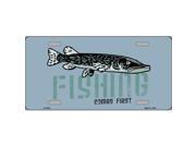 Smart Blonde LP 3875 Fishing Comes First Metal Novelty License Plate