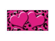 Smart Blonde LP 4530 Pink Black Cheetah With Pink Center Hearts Metal Novelty License Plate