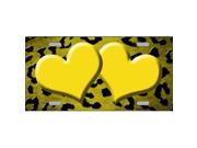 Smart Blonde LP 7351 Yellow Black Cheetah Hearts Print Oil Rubbed Metal Novelty License Plate