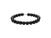 Fine Jewelry Vault UBBRV22AGBOX07 Black Onyx 7 in. Bracelet with Rhodium Treated 925 Sterling Silver Lock 6 mm.