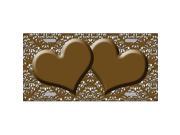 Smart Blonde LP 4641 Brown White Damask Print With Center Hearts Metal Novelty License Plate