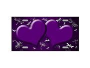 Smart Blonde LP 7715 Purple White Dragonfly Hearts Print Oil Rubbed Metal Novelty License Plate