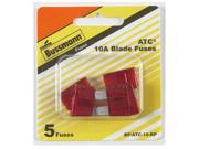 Cooper Bussmann BP ATC 10 RP 10A Fast Acting Blade Auto Fuse 5 Pack Red Pack Of 5