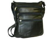 Leather In Chicago 599 BLK Lambskin Anti theft Leather Side Bag Black