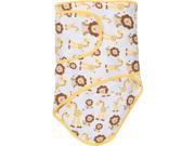 Miracle Blanket 15540 Giraffes Lions With Butter Yellow Trim Baby Swaddle Blanket