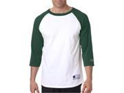 Champion T137 Adult Raglan Baseball T Shirt White Forest Green 2XL