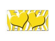 Smart Blonde LP 2930 Yellow White Zebra Print With Yellow Centered Hearts Novelty License Plate