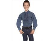 Scully 500020K DBL M Kids Pleated Wah Maker Front Long Sleeve Shirt Dark Blue Medium