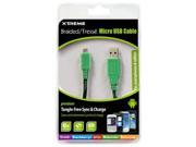 Xtreme Cables 92394 6 ft. Mesh Micro USB Sync Charge Green Black