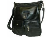 Leather In Chicago 592 BLK Lambskin Anti theft Leather Side Bag Black