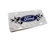 SmallAutoParts Aluminum License Plate Ford Flames