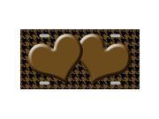 Smart Blonde LP 4582 Brown Black Houndstooth With Brown Center Hearts Metal Novelty License Plate