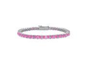 Fine Jewelry Vault UBBRAGRD131700PCZ Pink Cubic Zirconia Prong Set Sterling Silver Tennis Bracelet 7 CT TGW