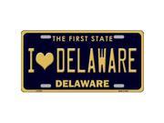 Smart Blonde LP 6730 I Love Delaware Novelty Metal License Plate