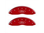 MGP Caliper Covers 10230SFRDRD Oval Logo Ford Red Caliper Covers Engraved Front Rear Set of 4