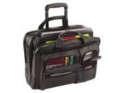 United States Luggage D9574 Classic Leather Rolling Case Black 15.6 in.
