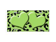 Smart Blonde LP 4540 Lime Green Black Cheetah With Lime Green Center Hearts Metal Novelty License Plate