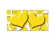 Smart Blonde LP 2966 Yellow White Giraffe Print With Yellow Centered Hearts Novelty License Plate