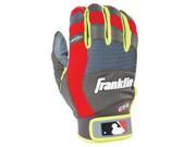 Franklin Sports 21354F4 X Vent Pro Adult Large Batting Gloves Gray Red Optic Yellow