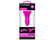 Xtreme Cables 81432 3 Port 4 Amp Car Charger Pink