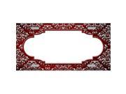 Smart Blonde LP 7323 Red White Damask Scallop Print Oil Rubbed Metal Novelty License Plate