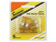 Cooper Bussmann BP ATC 20 RP 20A 32VDC Fast Acting Blade Auto Fuse Yellow Pack Of 5