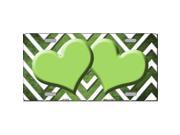 Smart Blonde LP 7078 Lime Green White Hearts Chevron Print Oil Rubbed Metal Novelty License Plate