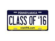 Smart Blonde LP 6058 Class of 16 Pennsylvania State Background Novelty Metal License Plate