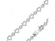 SuperJeweler Open Heart And Circles Cubic Zirconia Bracelet Sterling Silver 7.5 in.