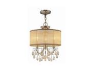 Hampton Collection 5623 AB Antique Brass Chandelier Accented with Etruscan Smooth Oyster crystals and Gold Silk Shimmer Shade