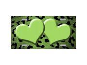 Smart Blonde LP 7358 Lime Green Black Cheetah Hearts Print Oil Rubbed Metal Novelty License Plate